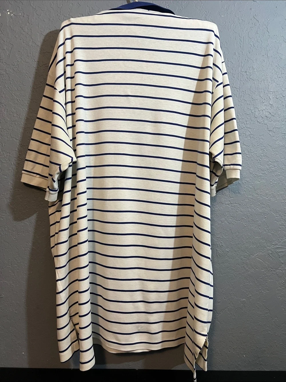Polo by Ralph Lauren Cream Polo with Navy Stripes and Navy Collar